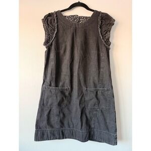 PILCRO & THE LETTERPRESS Dark Wash Denim Pinafore Dress Ruffle Sleeve Size 4